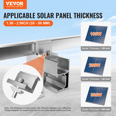 Βάση στήριξης VEVOR Solar Panel Z 35-50mm Ρυθμιζόμενος σφιγκτήρας τελικής βάσης 20 ΤΕΜ