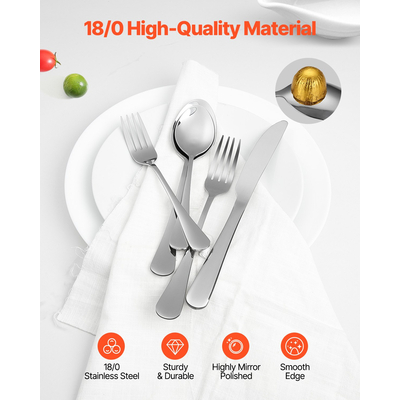 Σετ μαχαιροπίρουνα VEVOR 30 τεμαχίων από ανοξείδωτο ατσάλι, μαχαιροπίρουνα μαχαιροπίρουνα για 6