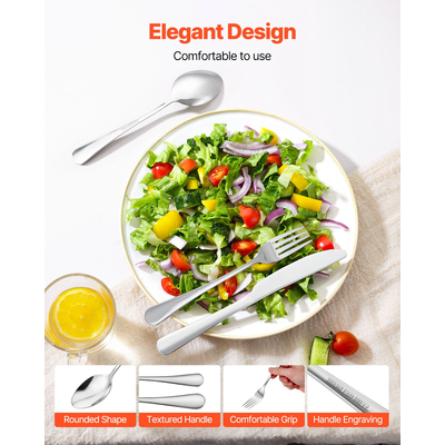 Σετ μαχαιροπίρουνα VEVOR 30 τεμαχίων από ανοξείδωτο ατσάλι, μαχαιροπίρουνα μαχαιροπίρουνα για 6