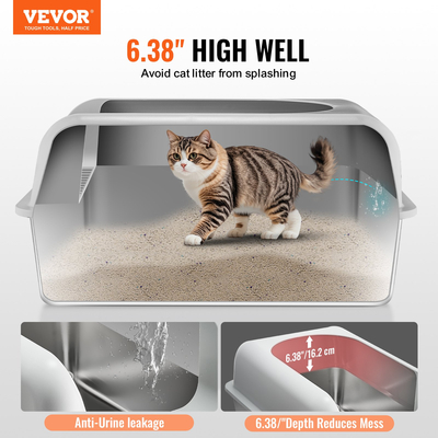 VEVOR 6 σε Deep Litter Box Κουτί απορριμμάτων χωρίς οσμή με σανίδα ποδιών φιλτραρίσματος