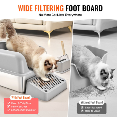 VEVOR 6 σε Deep Litter Box Κουτί απορριμμάτων χωρίς οσμή με σανίδα ποδιών φιλτραρίσματος