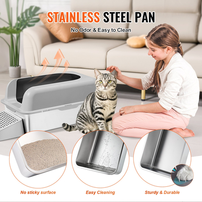 VEVOR 6 σε Deep Litter Box Κουτί απορριμμάτων χωρίς οσμή με σανίδα ποδιών φιλτραρίσματος