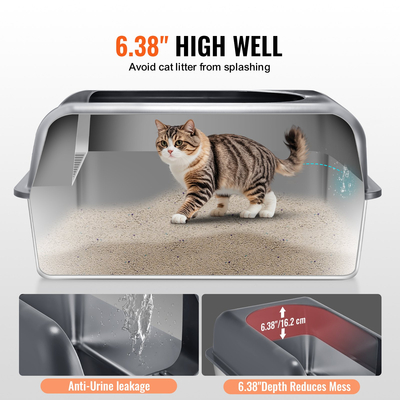VEVOR 6 σε Deep Litter Box Κουτί απορριμάτων χωρίς οσμή με σανίδα ποδιών φιλτραρίσματος
