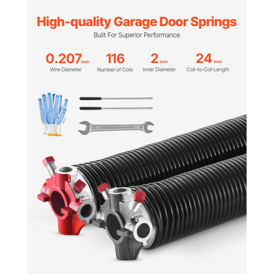 VEVOR Garage Door Torsion Springs Ζεύγος 0,207 x 2 x 24 ιντσών με ράβδους περιέλιξης