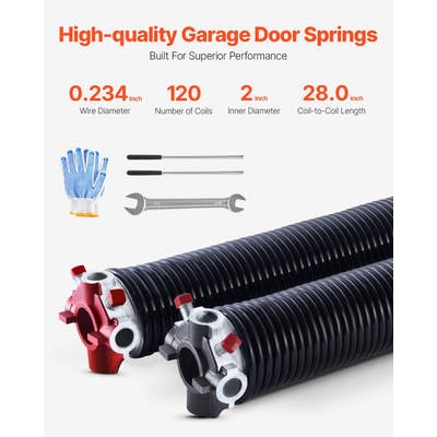 VEVOR Garage Door Torsion Springs Ζεύγος 0,234 x 2 x 28 ιντσών με ράβδους περιέλιξης