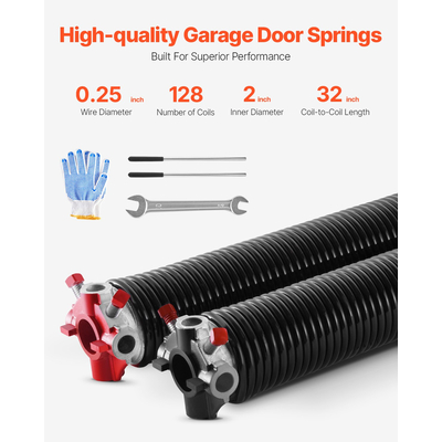 VEVOR Garage Door Torsion Springs Ζεύγος 0,25 x 2 x 32 ιντσών με ράβδους περιέλιξης