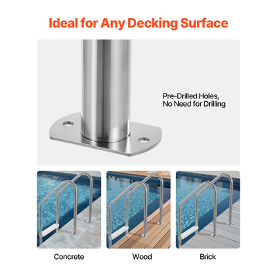 VEVOR Στιβαρή σκάλα πισίνας από ανοξείδωτο χάλυβα 3 βημάτων & 2 χειρολισθήρες για 48-54 στην πισίνα