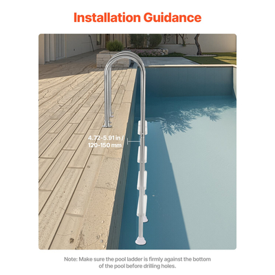 VEVOR σκάλα πισίνας από ανοξείδωτο ατσάλι 4 βημάτων με 2 χειρολισθήρες για 54 πισίνες με στολισμό