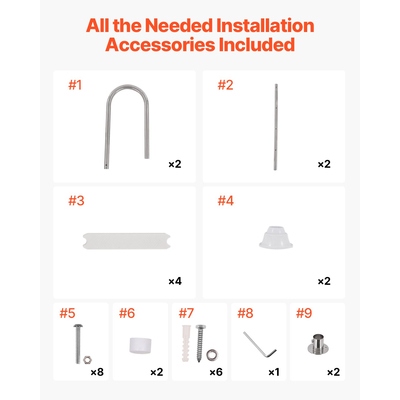 VEVOR σκάλα πισίνας από ανοξείδωτο ατσάλι 4 βημάτων με 2 χειρολισθήρες για 54 πισίνες με στολισμό