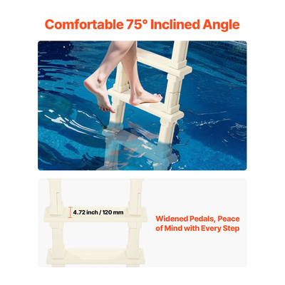 VEVOR 5-Step Pool Ladder of 2 Handrails Loads 300 lb for 48-54 In Pool