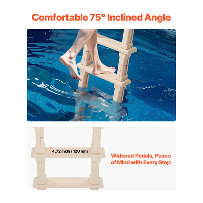 VEVOR 5-Step Pool Ladder of 2 Handrails Loads 300 lb for 48-54 In Pool