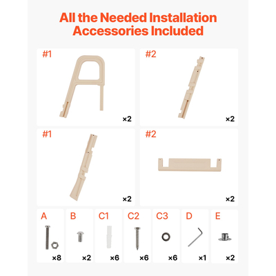 VEVOR 5-Step Pool Ladder of 2 Handrails Loads 300 lb for 48-54 In Pool