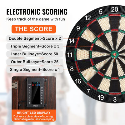 VEVOR Σετ Dartboard και ντουλάπι Ολοκληρωμένο με όλα τα αξεσουάρ Εύκολη συναρμολόγηση