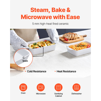 VEVOR Κεραμικό ταψί 2 τεμαχίων Ορθογώνιο σετ ψησίματος σε βάθος για ψήσιμο