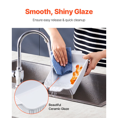 VEVOR Κεραμικό ταψί 2 τεμαχίων Ορθογώνιο σετ ψησίματος σε βάθος για ψήσιμο