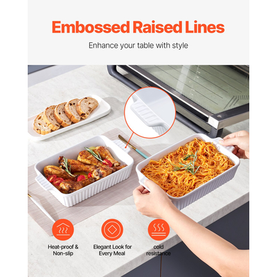 VEVOR Κεραμικό ταψί 2 τεμαχίων Ορθογώνιο σετ ψησίματος σε βάθος για ψήσιμο