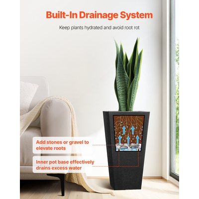 VEVOR Ψηλή Ζαρντινιέρα Σετ 2 τετράγωνων κωνικές ζαρντινιέρες 22 in για εξωτερικούς χώρους