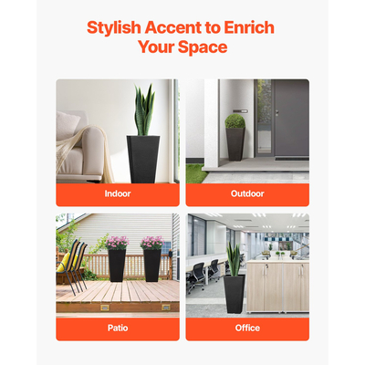 VEVOR Ψηλή Ζαρντινιέρα Σετ 2 τετράγωνων κωνικές ζαρντινιέρες 22 in για εξωτερικούς χώρους