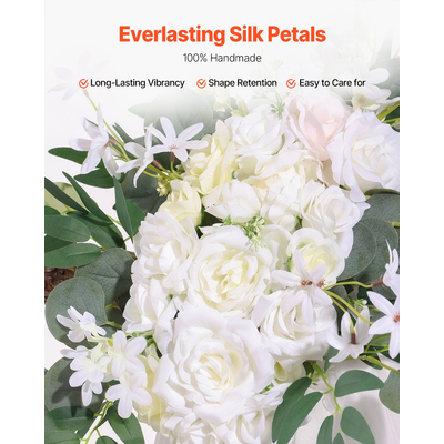 VEVOR Τεχνητό Κιτ Γάμου Αψίδα Λουλούδια Λευκό με 2 Τμ. Λουλούδια 1 Τμ.