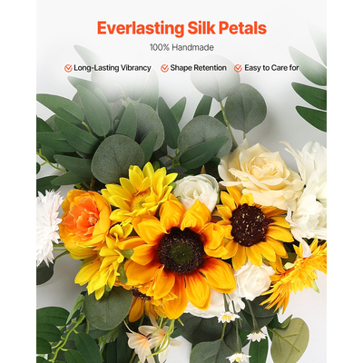 VEVOR Τεχνητό Κιτ Γάμου Αψίδα Κίτρινο με 2 Τμ. Λουλούδια 1 Τμ.