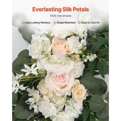 VEVOR Τεχνητό Κιτ Γάμου Αψίδα Λευκό με 2 τμχ Λουλούδια 2 τεμ.