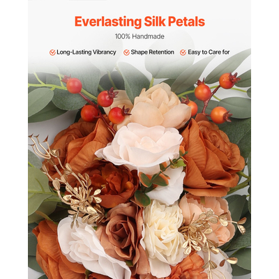 VEVOR Τεχνητό Κιτ Γάμου Αψίδα Πορτοκαλί με 2 Τμ. Λουλούδια 2 ΤΜ.