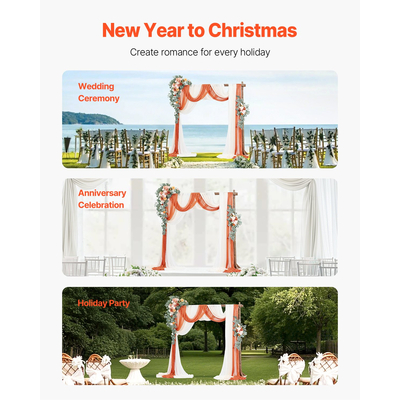 VEVOR Τεχνητό Σετ Γάμου Αψίδα Πορτοκαλί με 2 Τμ. Λουλούδια 3 ΤΜ.