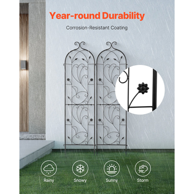 VEVOR 2 Συσκευασίες Μεταλλικές πέργκολες κήπου για υποστήριξη φυτών αναρρίχησης 60x15 σε ανθεκτικό στη σκουριά