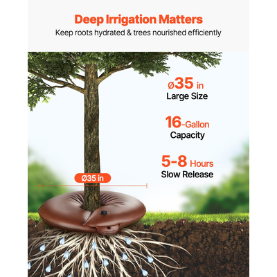 VEVOR Δαχτυλίδι ποτίσματος δέντρου 4 πακέτα 16 γαλονιών αργής αποδέσμευσης Tree water bag Ανθεκτικό