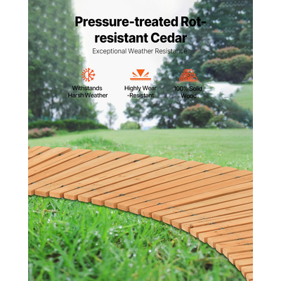 VEVOR 8 ft L x 17 in W Curved Wooden Garden Pathway Roll Out Garden Walkway