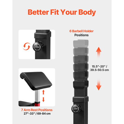 VEVOR Preacher Curl Πάγκος Ρυθμιζόμενος Εξοπλισμός Μηχανήματος Δικέφαλου Γυμναστηρίου στο σπίτι