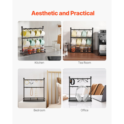 Βάση κούπας καφέ VEVOR για πάγκο 16 αγκίστρια σχάρα ποτηριών με βάση αποθήκευσης