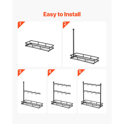 Βάση κούπας καφέ VEVOR για πάγκο 16 αγκίστρια σχάρα ποτηριών με βάση αποθήκευσης