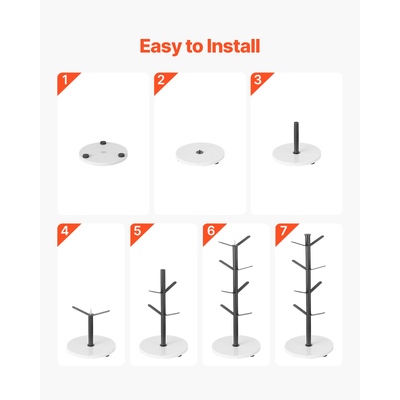 Δέντρο κούπας VEVOR με μαρμάρινη βάση 8 γάντζους για κούπα δέντρο για πάγκο κουζίνας