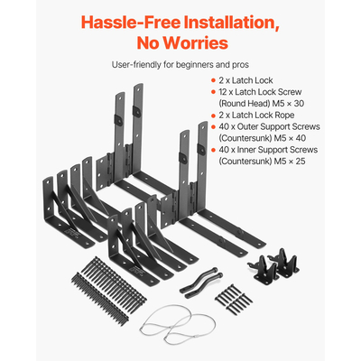 Γωνιακό στήριγμα πύλης VEVOR 2 σετ Anti Sag Gate Frame Hardware Kit Μαύρο