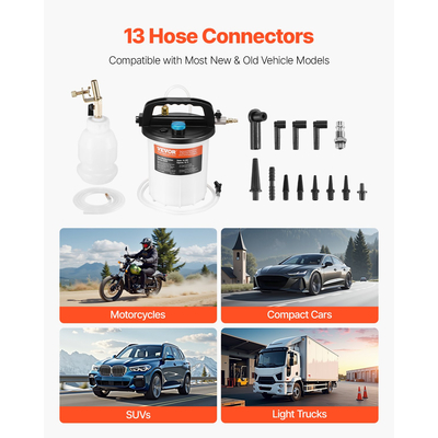 Κιτ εξαέρωσης φρένων VEVOR 3L με εξαγωγή υγρού φρένων με 13 συνδέσμους σωλήνων