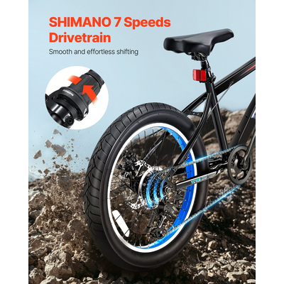 Ποδήλατο βουνού VEVOR 20" Ποδήλατο MTB Shimano Διπλό Δισκόφρενο από ανθρακούχο χάλυβα 7 ταχυτήτων