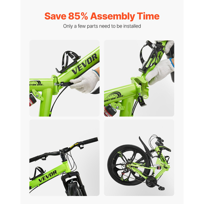 VEVOR 26" Πτυσσόμενο ποδήλατο βουνού MTB ποδήλατο 21 ταχυτήτων Δισκόφρενα πλήρους ανάρτησης