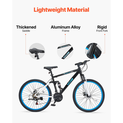 VEVOR 26" Mountain Bike MTB Bicycle 21 Speed ​​Full Suspension Διπλά Δισκόφρενα