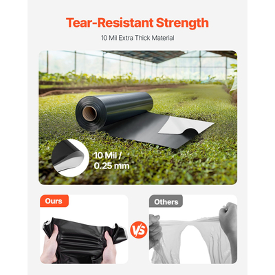 VEVOR 10Mil Πλαστικό Ρολό Φύλλων 10 x 100 FT Heavy Duty Ασπρόμαυρο