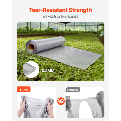 VEVOR 8Mil Πλαστικό Ρολό Φύλλων 6,5 x 164 FT Γκρι πολυαιθυλενίου βαρέως τύπου