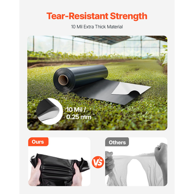 Ρολό πλαστικού φύλλου VEVOR 10 Mil 10 x 65 FT Ασπρόμαυρο φιλμ βαρέως τύπου