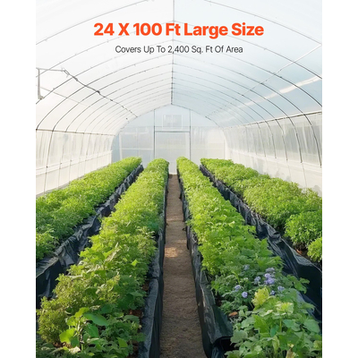 VEVOR 6Mil Πλαστικό Ρολό Φύλλων 24 x 100 FT Μαύρο πολυαιθυλενίου βαρέως τύπου