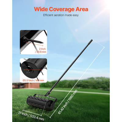 VEVOR Rolling Lawn Aerator 21" Heavy-Duty Rolling Aerator Lawn Lawn