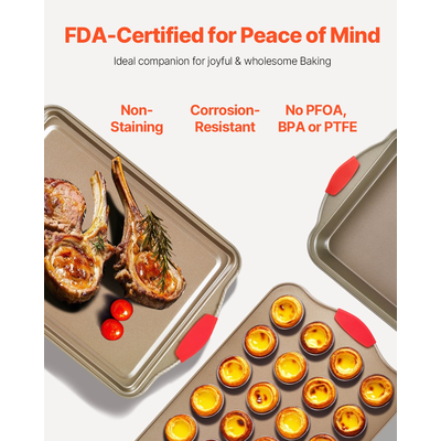 Σετ ταψιού VEVOR Σετ 10 τεμαχίων αντικολλητικό από ανθρακούχο ατσάλι με λαβές σιλικόνης