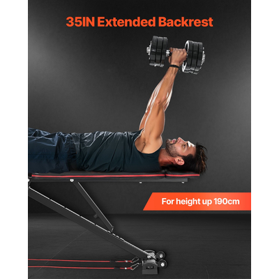 VEVOR πάγκος βαρών Sit up Πάγκος για γυμναστήριο στο σπίτι Προπόνηση ενδυνάμωσης Ρυθμιζόμενος
