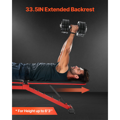 VEVOR πάγκος βαρών Sit up Πάγκος για γυμναστήριο στο σπίτι Προπόνηση δύναμης Ρυθμιζόμενο αναδιπλούμενο