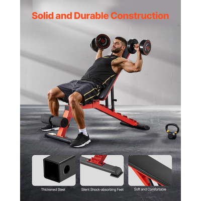 VEVOR πάγκος βαρών Sit up Πάγκος για γυμναστήριο στο σπίτι Προπόνηση δύναμης Ρυθμιζόμενο αναδιπλούμενο