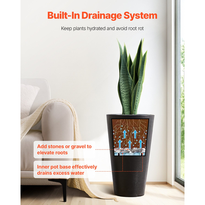 VEVOR Tall Planter Σετ με 2 στρογγυλές κωνικές γλάστρες φυτών 24 in για εξωτερικούς χώρους εσωτερικού χώρου