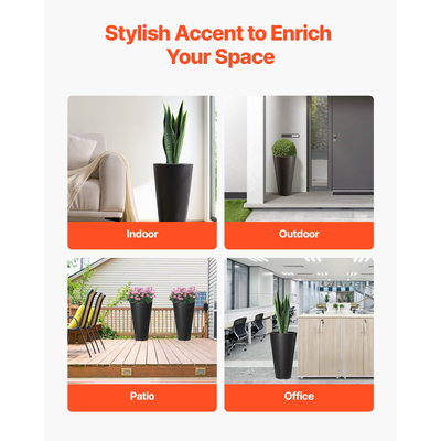 VEVOR Tall Planter Σετ με 2 στρογγυλές κωνικές γλάστρες φυτών 24 in για εξωτερικούς χώρους εσωτερικού χώρου